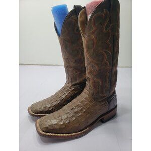 Horse Power HP 1070 Caiman Crocodile Belly Print Cowboy Boots Square Toe 8.5D